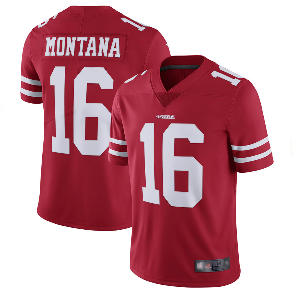 SF.49ers #16 Joe Montana Player Vapor Untouchable Limited Throwback Scarlet Football Jerseys