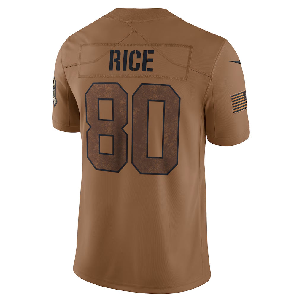 SF.49ers #80 Jerry Rice Player Brown Salute To Service Limited Football Jerseys