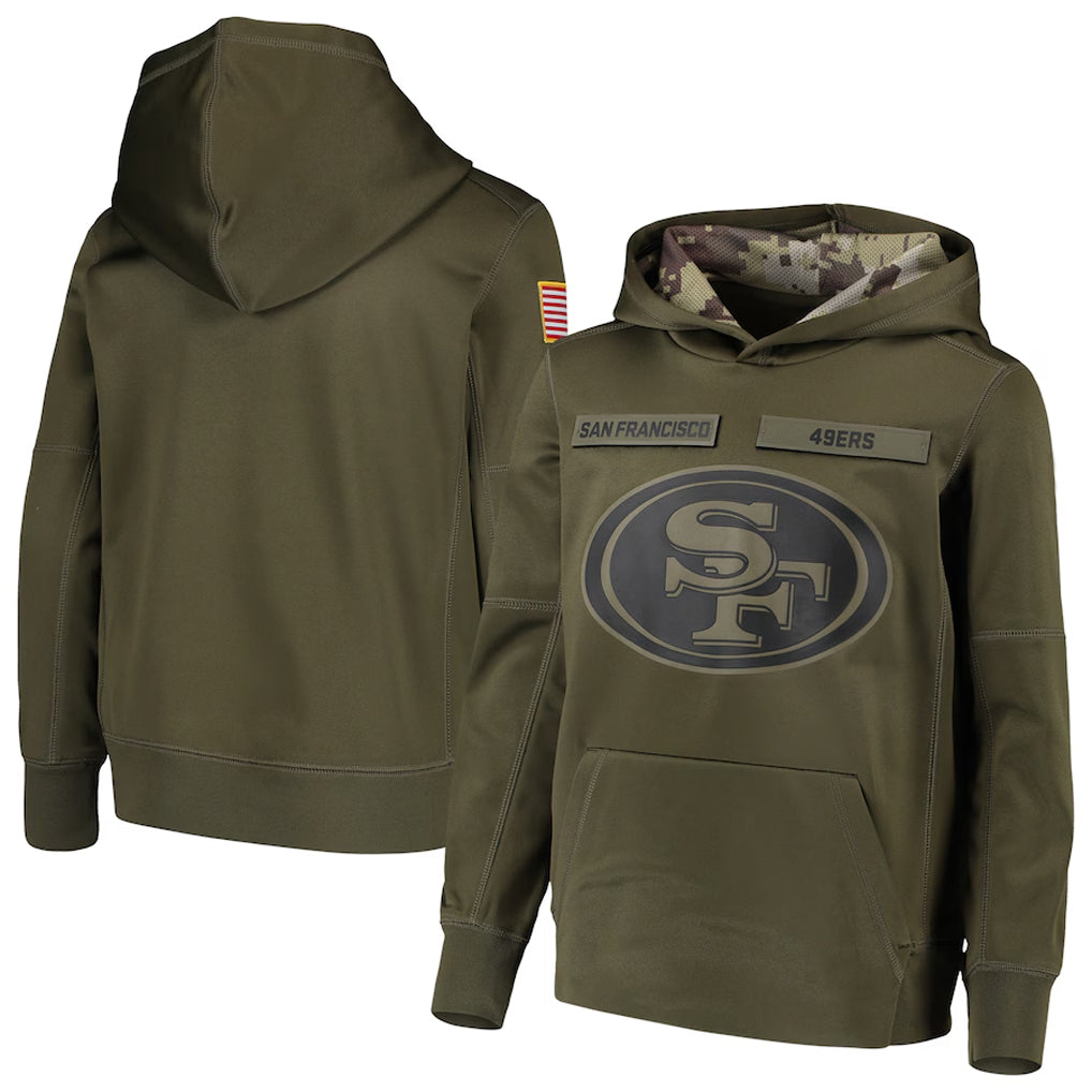 SF.49ers Salute To Service Olive Hoodie Player Football Jerseys