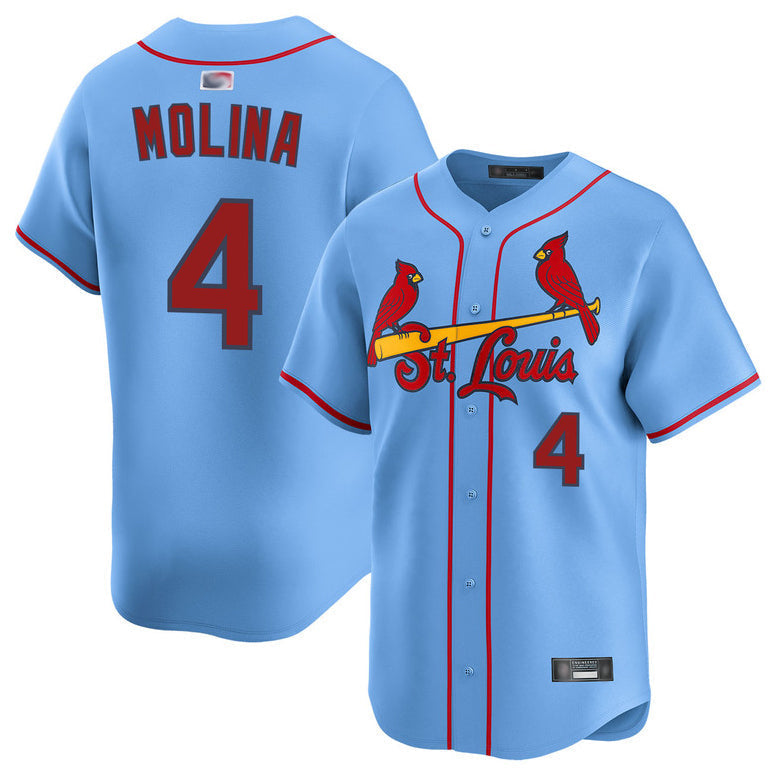 St.Louis Cardinals #4 Yadier Molina Player Light Blue Limited Home Baseball Jerseys