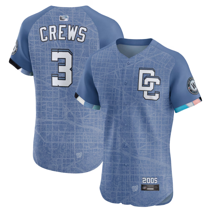 W.Nationals #3 Dylan Crews Player Blue City Connect Elite Baseball Jerseys