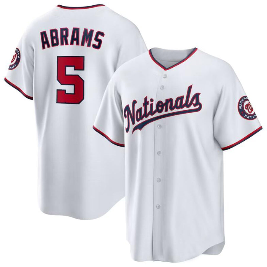 W.Nationals #5 CJ Abrams Player White Home Replica Baseball Jerseys
