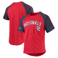 W.Nationals Blank Player Stitches Red Button-Down Raglan Replica Baseball Jerseys