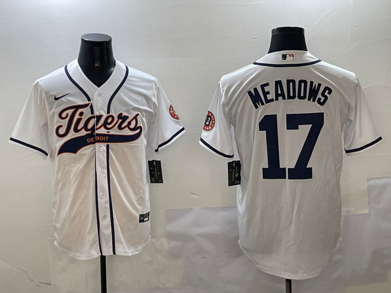 Men's Detroit Tigers Austin Meadows #17 White Player Jersey1