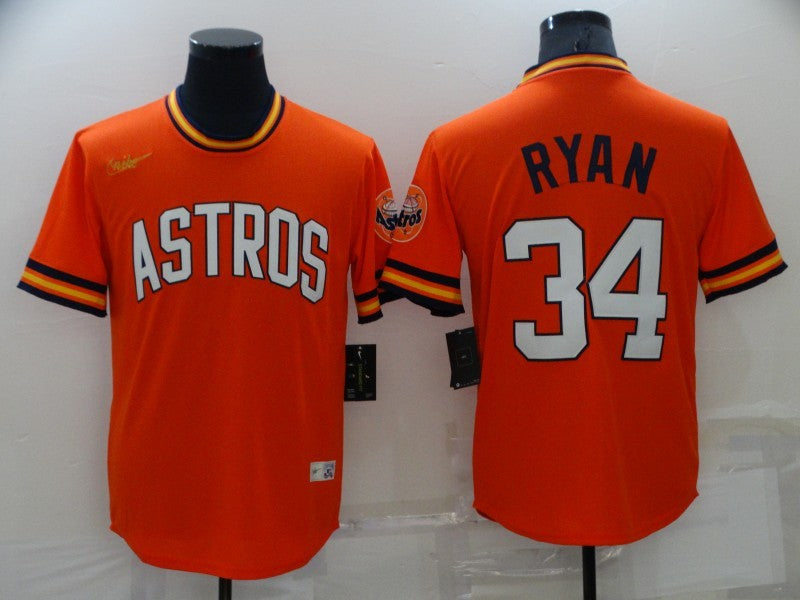 Men's Houston Astros Nolan Ryan #34 Orange Replica Player Jersey1