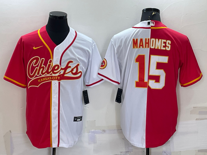 Men's Kansas City Chiefs Patrick Mahomes #15 Red/White Game Jersey1 Joint Edition