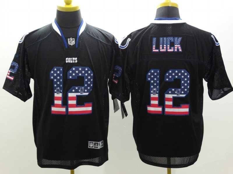 Men's Indianapolis Colts Andrew Luck #12 Black Game Player Jersey1