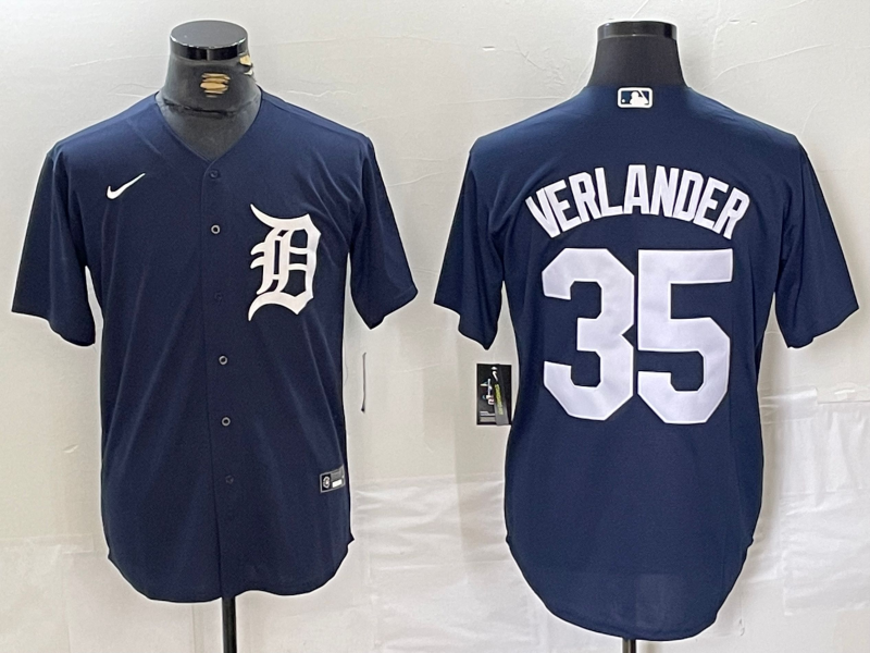 Men's Detroit Tigers Justin Verlander #35 Navy Replica Player Jersey1