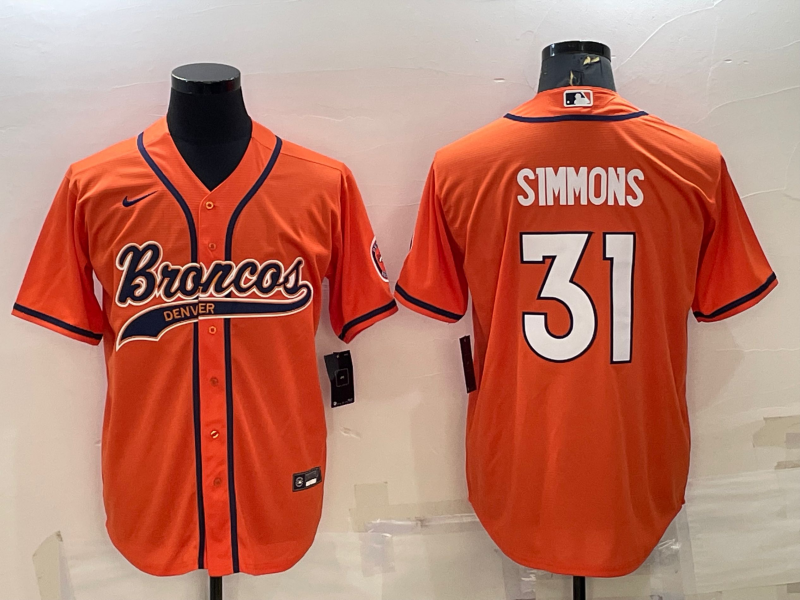 Men's Denver Broncos Justin Simmons #31 Orange Game Jersey1 Joint Edition