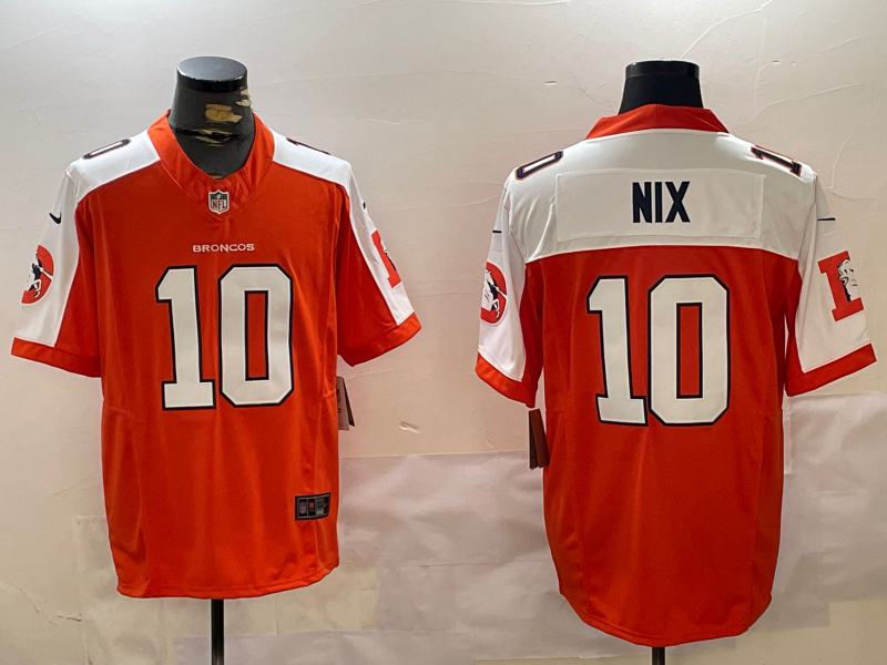 Men's Denver Broncos Bo Nix #10 Orange Player Game Jersey1