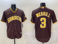 Men's San Diego Padres Jackson Merrill #3 Brown Replica Player Jersey