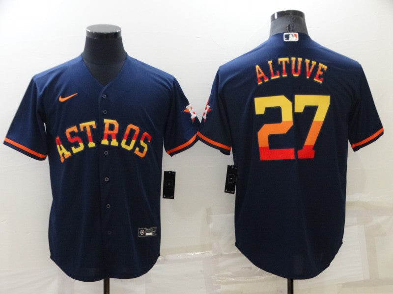 Men's Houston Astros Jose Altuve #27 Navy Replica Player Jersey1