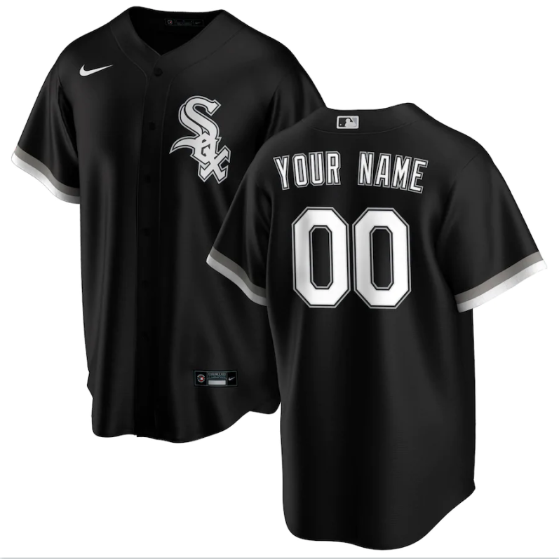 Men's Chicago White Sox Black Replica Custom Jersey1