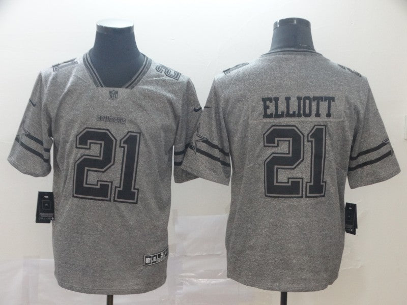 Men's Dallas Cowboys Ezekiel Elliott #21 Gray Alternate Game Jersey1
