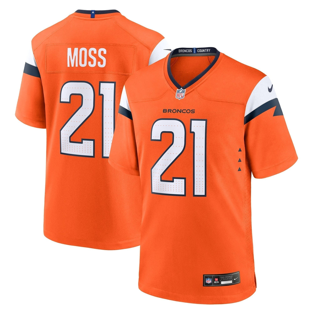 Riley Moss Denver Broncos Nike Team Game Jersey -  Orange